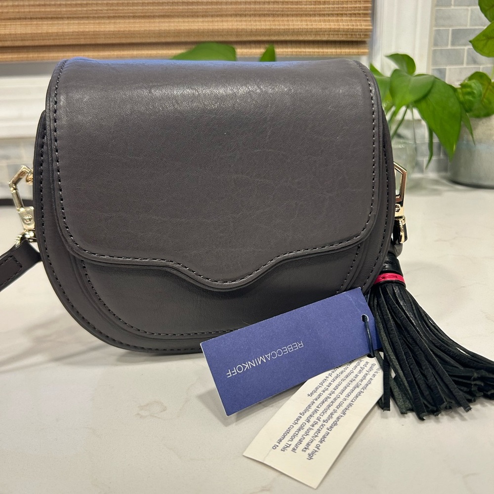 Rebecca Minkoff Gray Leather Mini Suki Crossbody Bag NWT
